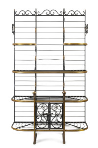 A Baker's stand, wrought iron and brass, French, 20th century,