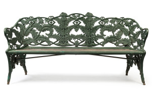 A Coalbrookdale Fern pattern garden seat, cast iron and timber, English, 19th century,