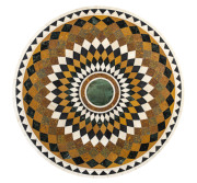 Sampler stone top round conservatory table with iron base, French, 19th/20th century, - 2