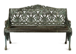 A garden bench, solid cast bronze and timber, English, 19th/20th century,