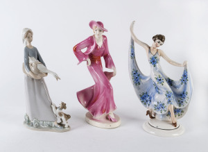 Three Continental porcelain female figures, 20th century,