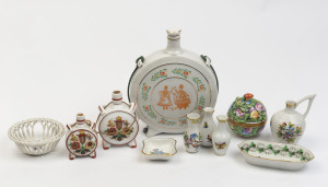 Eleven pieces of Hungarian porcelain by Herend and Hollohaza, 20th century,