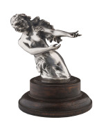 Sirène car mascot by George Colin, nickel plated bronze, French, 1922-1925, originally distributed by Hermes, Colin's design was awarded Medaillee for design by L'Auto in 1922, marked "G. COLIN, 10" with C&L French bronze foundry mark,