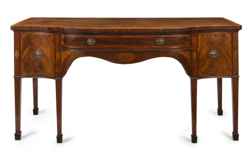 A George III inlaid mahogany sideboard, circa 1810,