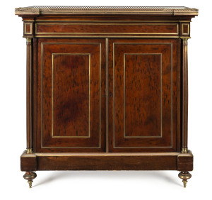 A fine French pier cabinet, plum pudding mahogany with ormolu gallery and mounts, 19th century,