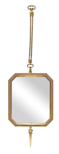 A portico mirror, brass frame with bevelled glass, Italian, circa 1950,l