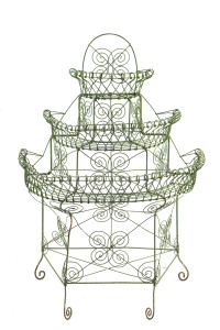 A wirework demi-lune plant stand, early 20th century,