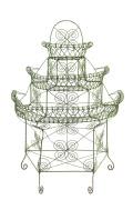 A wirework demi-lune plant stand, early 20th century,