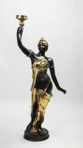 A Blackamoor figured standard lamp, cast metal, 20th century,