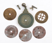 An antique Persian pocket astrolabe, signed Nifarish Saad'di, dated 1708, with five double-sided engraved wheel charts, - 4