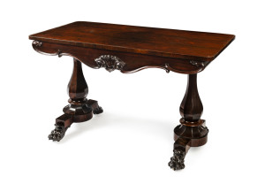 A William IV sofa table, rosewood on cedar, in the manner of ANDREW LENEHAN, Sydney, circa 1840