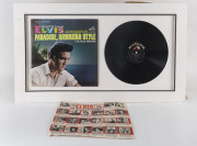 ELVIS PRESLEY signed album cover and LP record display,CoA included,mounted,46cm x 80cm overall