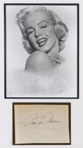 MARILYN MONROE signature on piece together with black and white publicity photograph