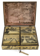 A rare 18th century Belgian pen-work box, interior fitted with four additional boxes, inscribed "La Place De Sea Et La Fountaine Du Pouhon, 1773". Pouhon was famed for its mineral springs and associated spas visited by the aristocracy and wealthy middle c - 2