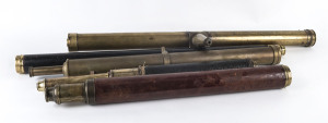 Five antique telescopes including transit telescope, as is condition, 18th and 19th century,