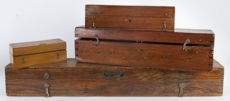 Four antique instrument boxes including DOLLAND, 19th century,