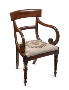 An English spade back carver chair, mahogany, circa 1850,