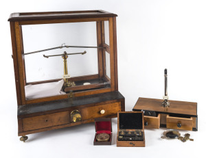 Antique balance scales and weights,