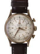 TITUS Chronograph gents wristwatch, gold topped with steel back, mid 20th century,