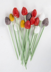 Fifteen vintage glass tulips, Czechoslovakia, circa 1930s, the tallest 31cm