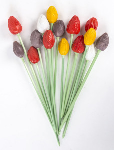 Fifteen vintage glass tulips, Czechoslovakia, circa 1930s, the tallest 31cm