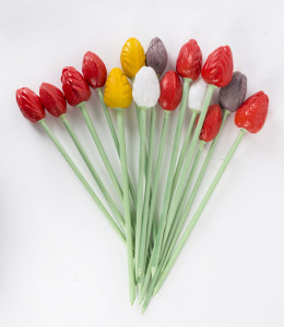 Fifteen vintage glass tulips, Czechoslovakia, circa 1930s, the tallest 31cm