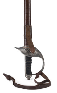 A Wilkinson military parade sword with King George V cypher with scabbard and leather cover, early 20th century, 100cm long
