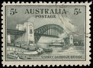 1932 2d - 5/- Sydney Harbour Bridge set, complete CTO with gum.