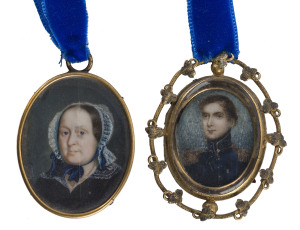 Two miniature portraits painted on ivory, early to mid 19th century,