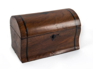 A tea caddy, walnut with ebony inlay, English, circa 1840