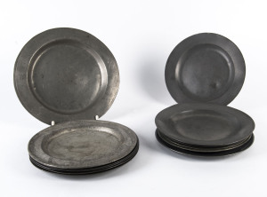 Thirteen assorted pewter plates, English, 18th and 19th century,