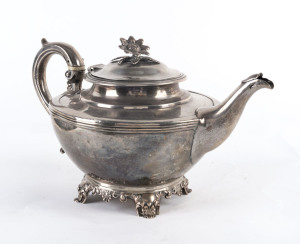 An English sterling silver teapot and assorted scrap silver, 19th century,