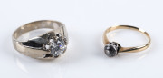 Two 14ct gold rings set with a diamond and zirconia,&nbsp;