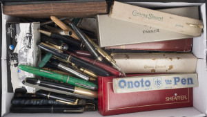 Collection of assorted vintage and antique fountain pens, pencils and pens,