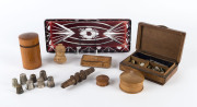 Group of antique sewing related items and treenware, mostly 19th century,