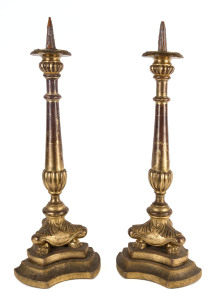 A pair of candlestick, carved gilt-wood, French Empire, early 19th century,