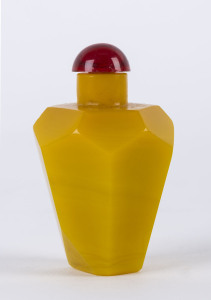 A Peking glass yellow faceted scent bottle, 20th century,