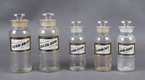 Five assorted chemist's jars, 19th century,