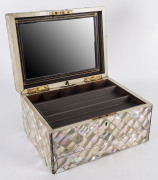 A ladies travelling box, mother of pearl and abalone, fitted with drawer and compartments, mid 19th century, - 2