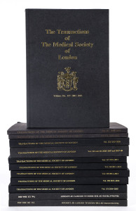 1966 - 2014/15 "Transactions of The Medical Society of London, Volumes 82 - 131 (lacking only 125/26), the first 9 volumes being hardback.
