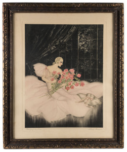ALLENE LAMOURS Message Of The Roses, Art Deco lithograph, signed and titled in the lower margin, 