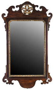 A George III English mahogany framed mirror, circa 1780,