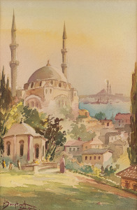 ARTIST UNKNOWN, Istanbul, watercolour on paper, signed and titled lower left,