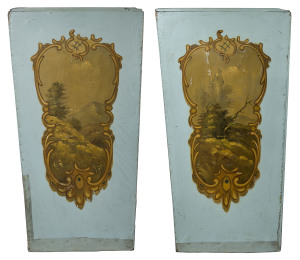 A pair of French fairground carousel painted panels, 19th century,
