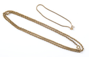 A yellow gold necklace and a 14ct gold bracelet, 20th century,