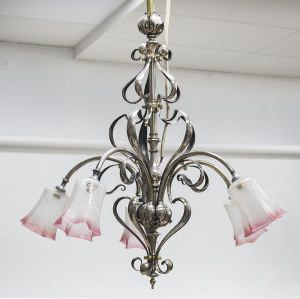 An impressive antique hanging light, brass and silver plate, late 19th century, original fitting from ARCOONA MANOR in Deloraine, Tasmania built for Dr. Cole and his family in 1892,