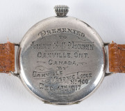 ELGIN Watch Co. early wristwatch in silver case with military inscription, circa 1917 - 3