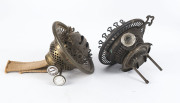 Two antique oil lamps with glass fonts and shades, plus an&nbsp;original extra ruby acid etched shade, 19th century, - 3