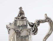 An English sterling silver four piece tea service with impressive figurative finials by John & George Angell, London, 1846 - 9