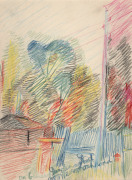 WILLIAM MERRIC BOYD [1888 - 1959], A group of nine coloured pencil sketches (one being double-sided), with various subjects and titles including "An Australian Country Life Motif", "The Magpie Australian Native Bird on Post Rail Fence", "A Moo Cow being e - 3